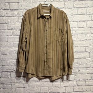 Retreat Corduroy Brown Striped Men's Shirt XL 17.5